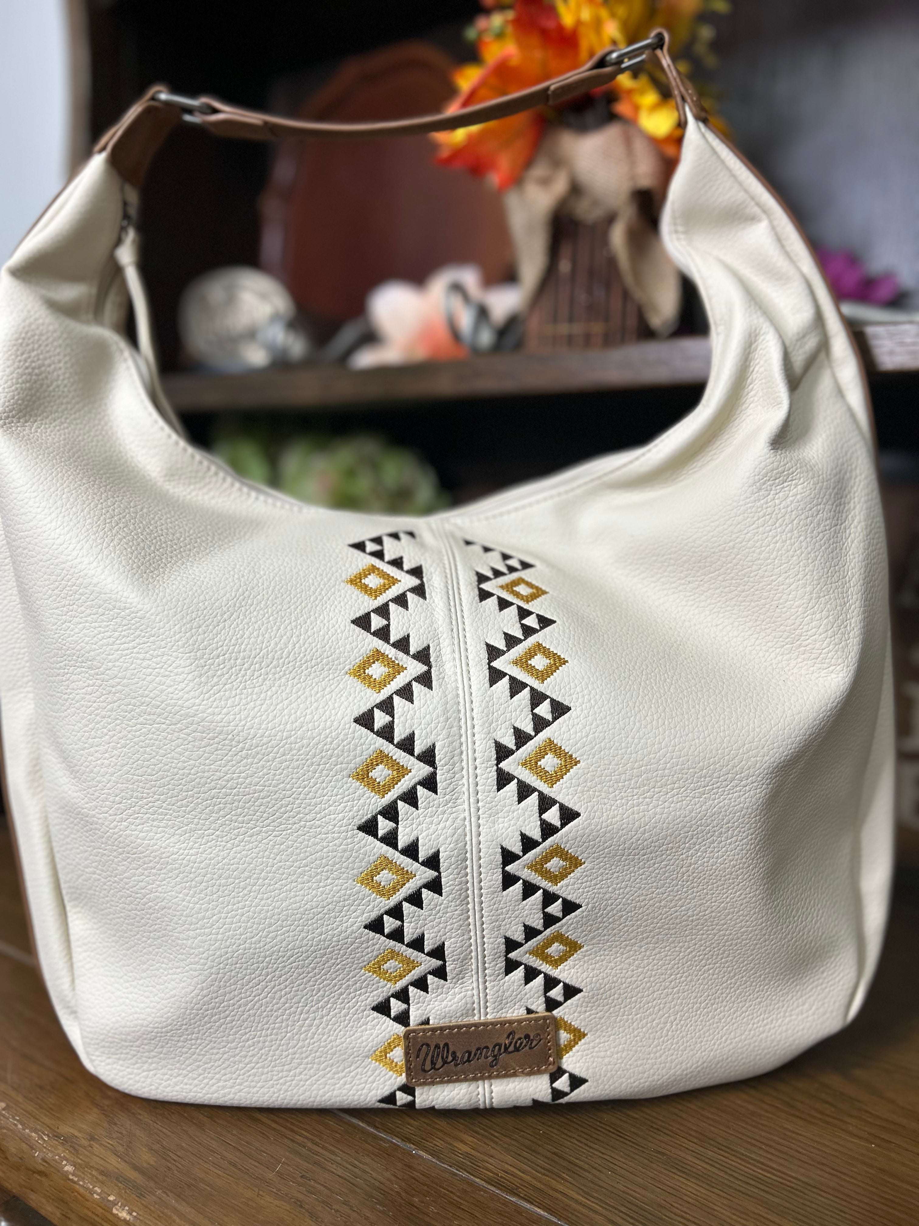 Wrangler Aztec Embroidered Hobo ~ Beige - Henderson's Western Store
