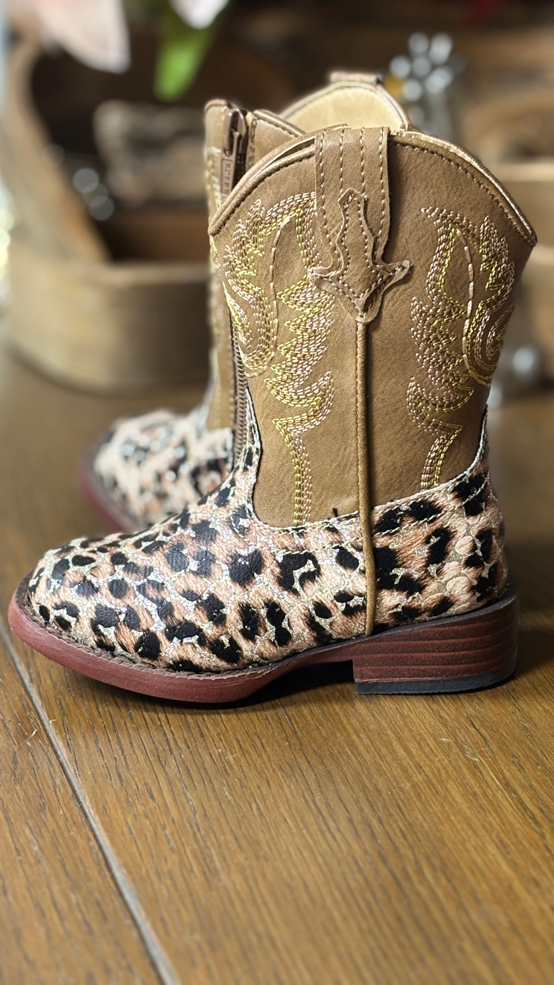 Girl's Glitter Leopard Boots by Roper - Henderson's Western Store