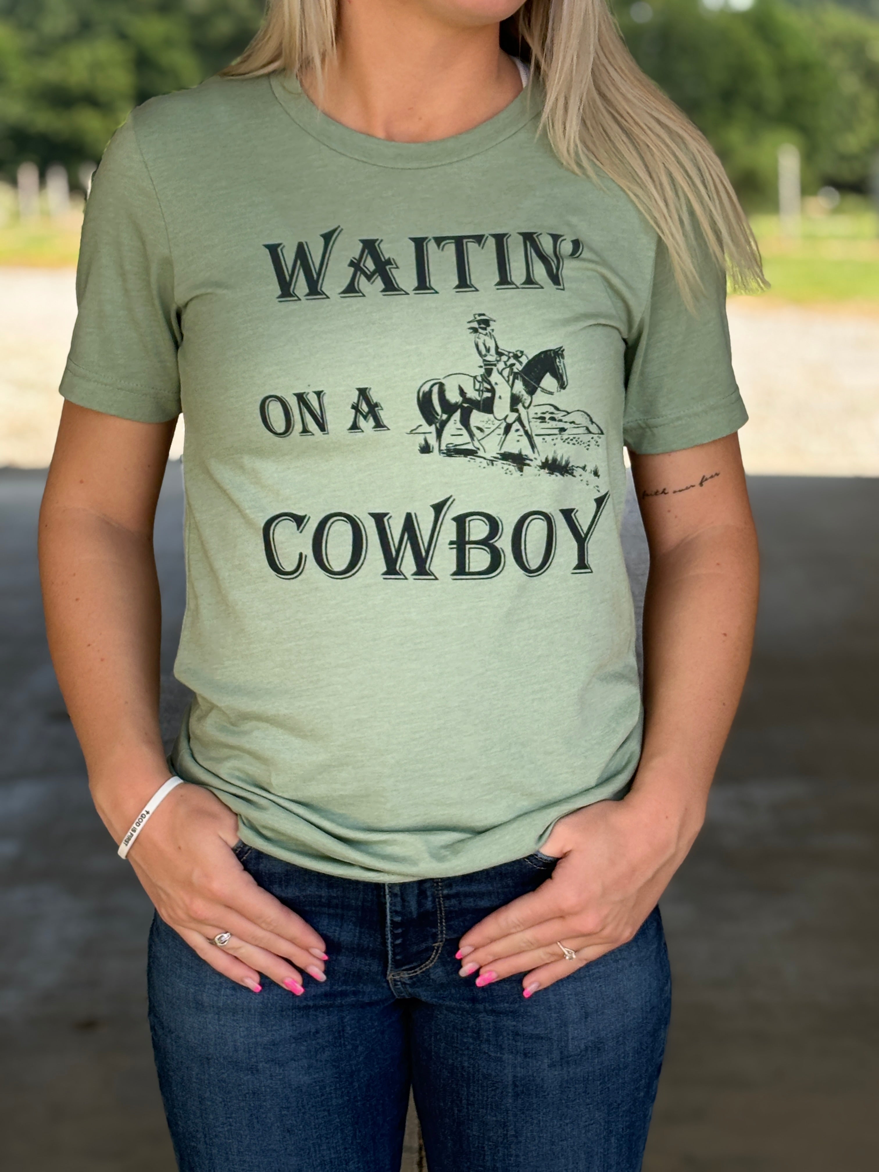 Waitin’ On A Cowboy Tee - Henderson's Western Store