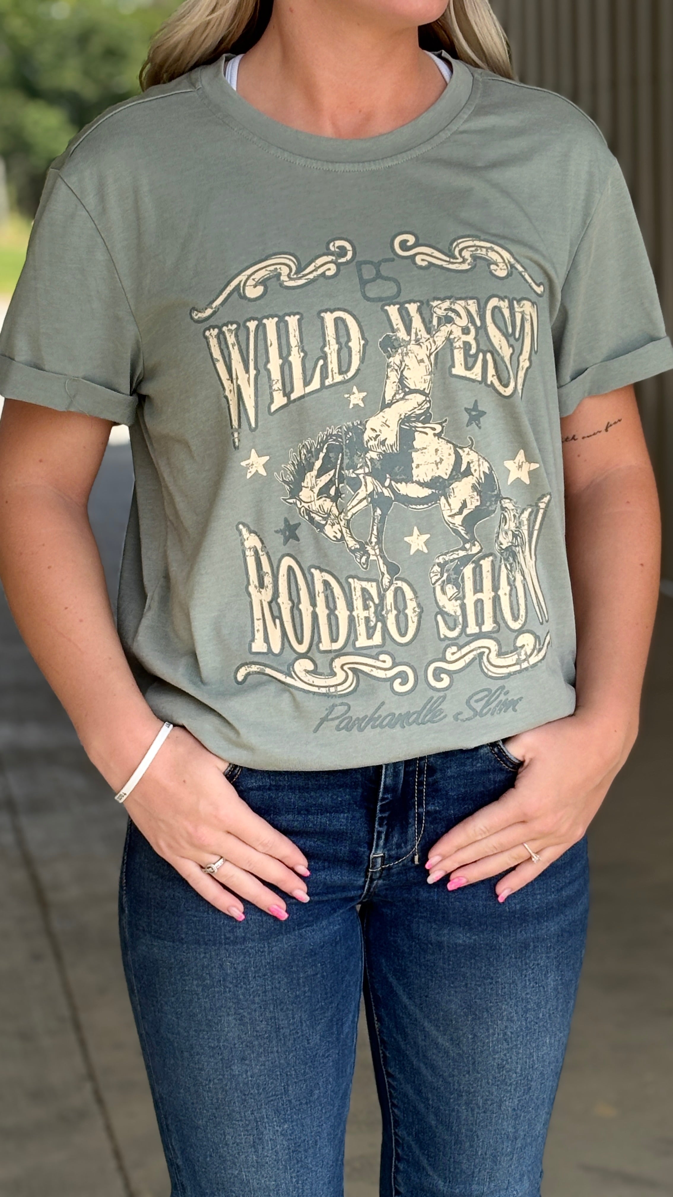 Boxy Roll Tee by Panhandle ~ Jade - Henderson's Western Store
