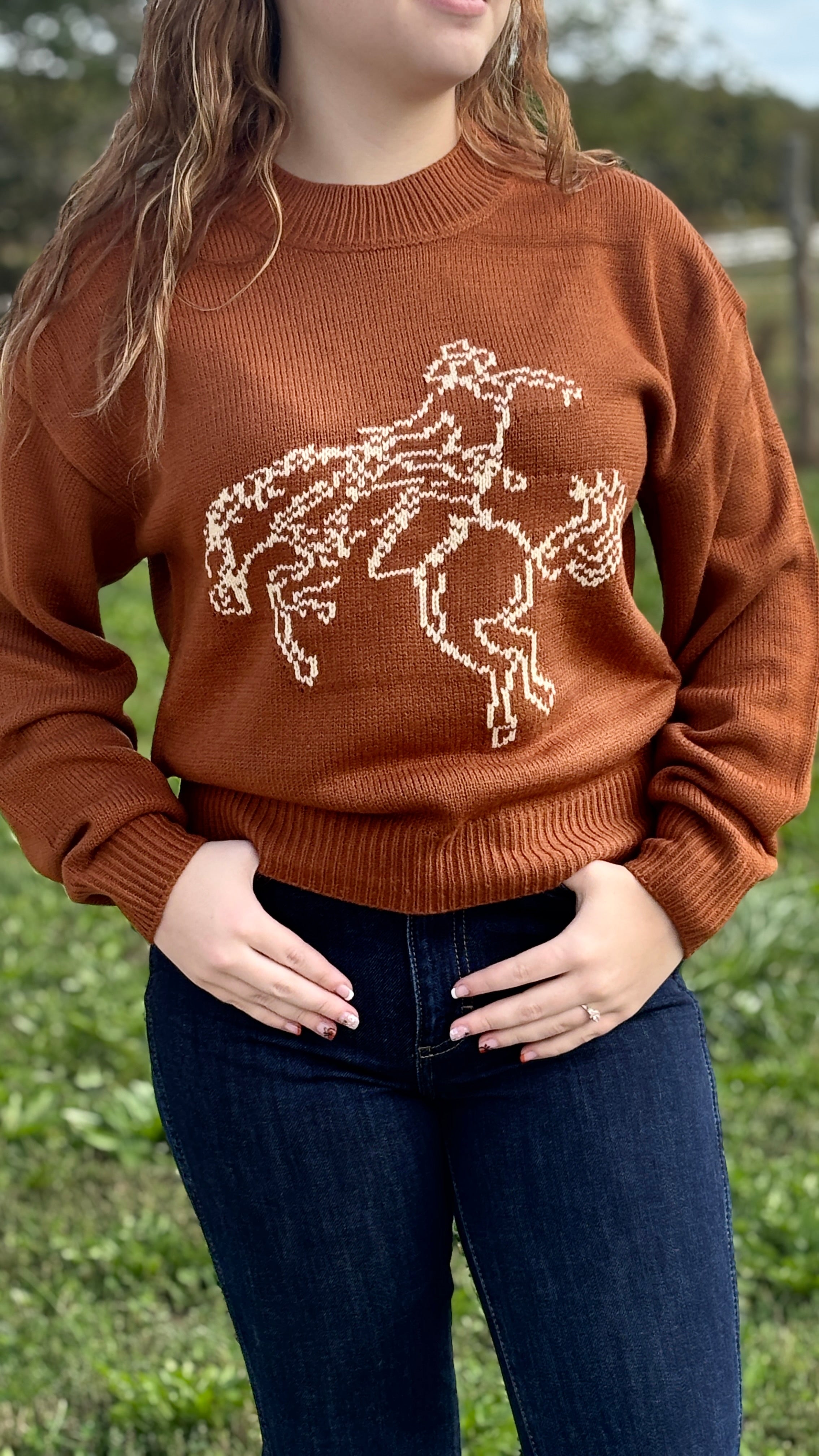 Wrangler Retro® Horse Intarsia Crew Neck Sweater - Henderson's Western Store