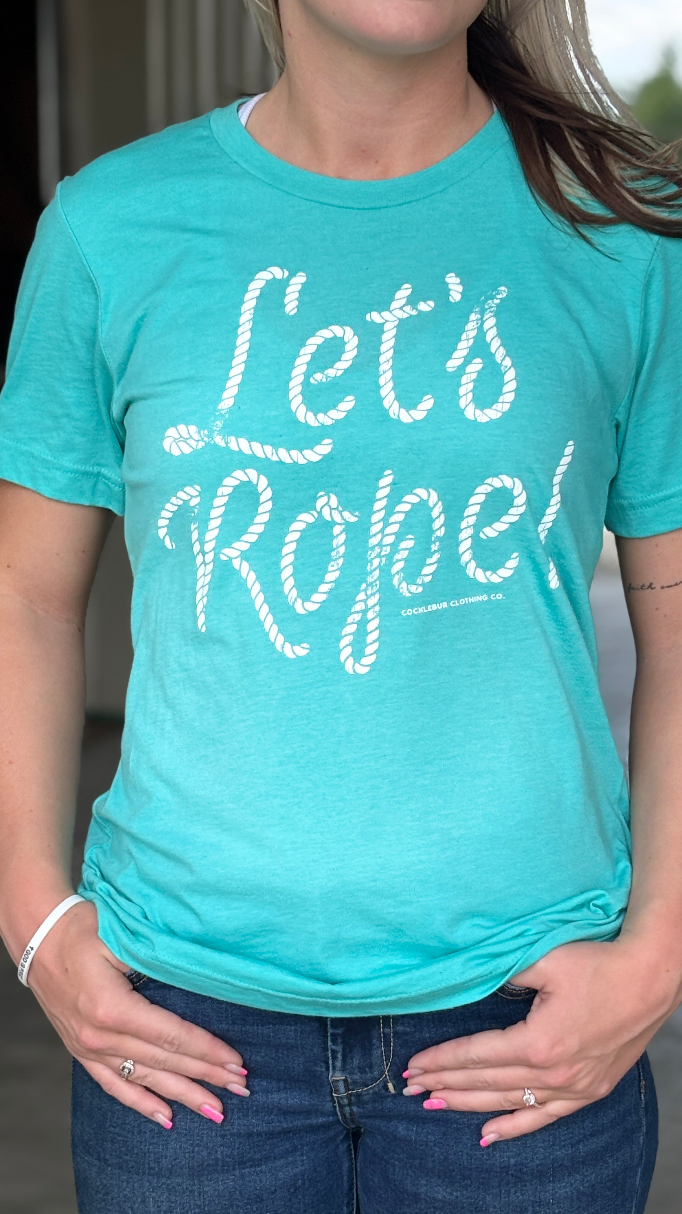 Let's Rope Tee ~ Seafoam - Henderson's Western Store