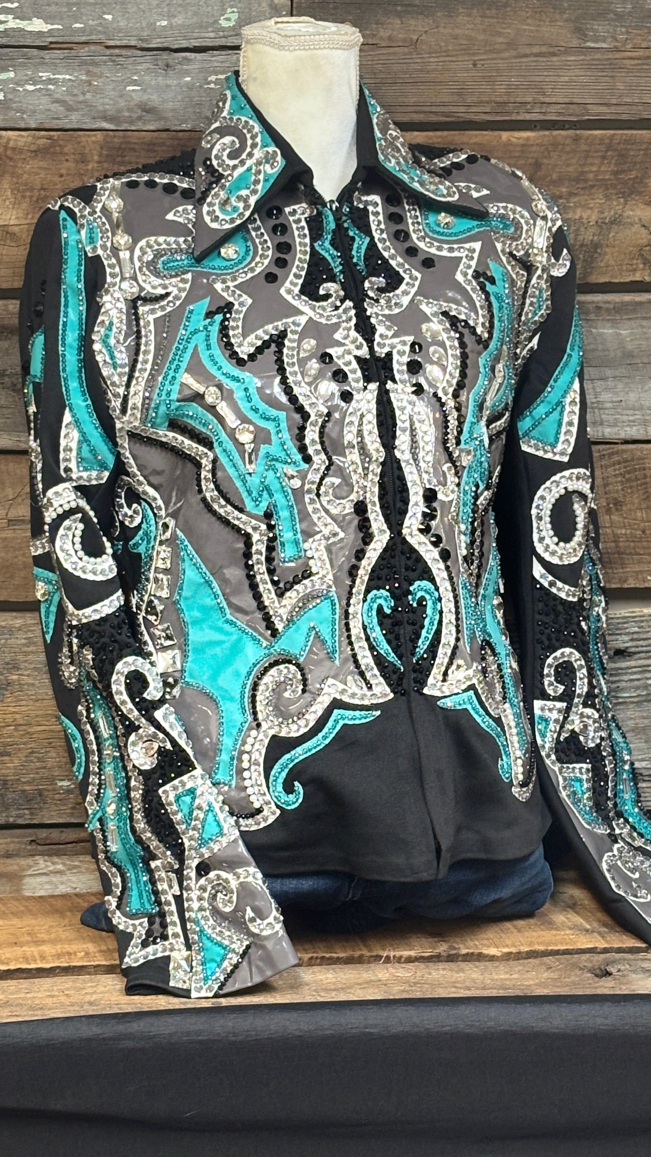 All Day Show Jacket ~ Teal & Gray - Henderson's Western Store