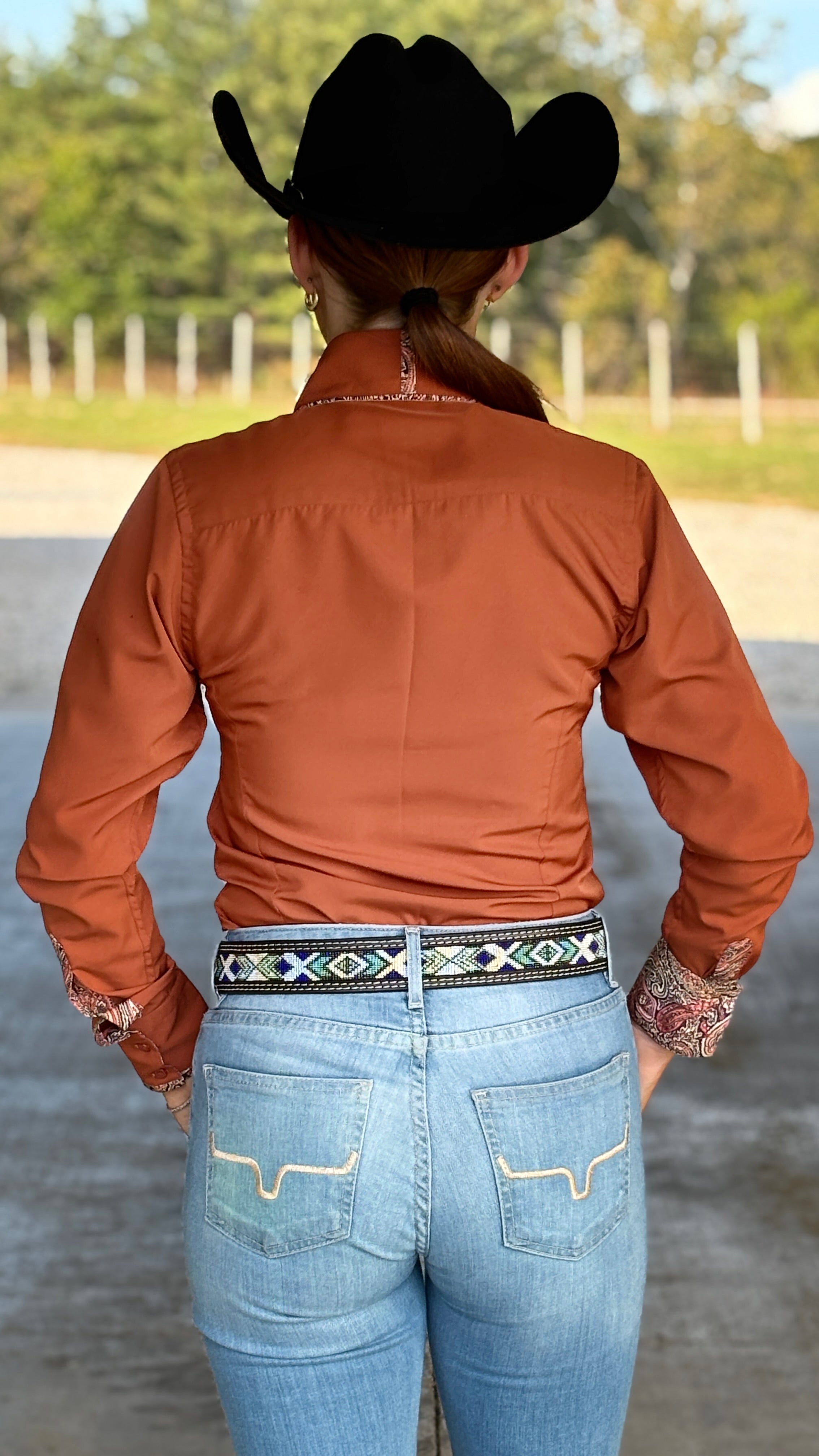 Double Collar Easy Care Button Down ~ Rust - Henderson's Western Store