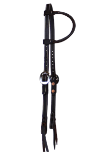 Dark Oiled One Ear Headstall ~ Double Buckle - Henderson's Western Store