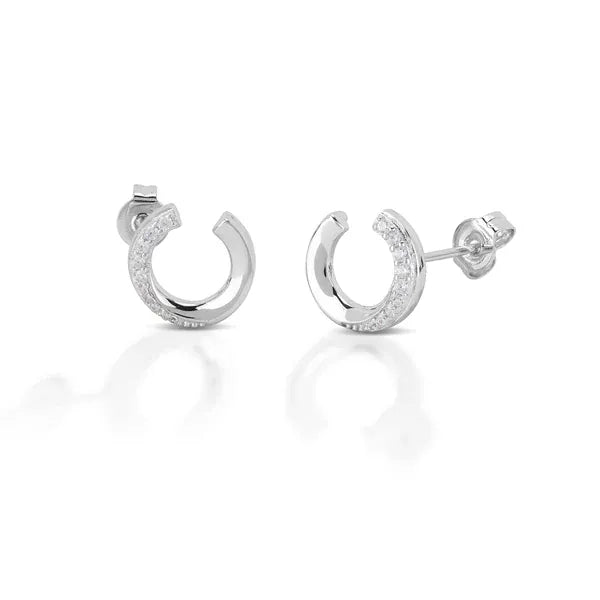 Kelly Herd Brass Horseshoe Earrings Half W/Stones - Henderson's Western Store