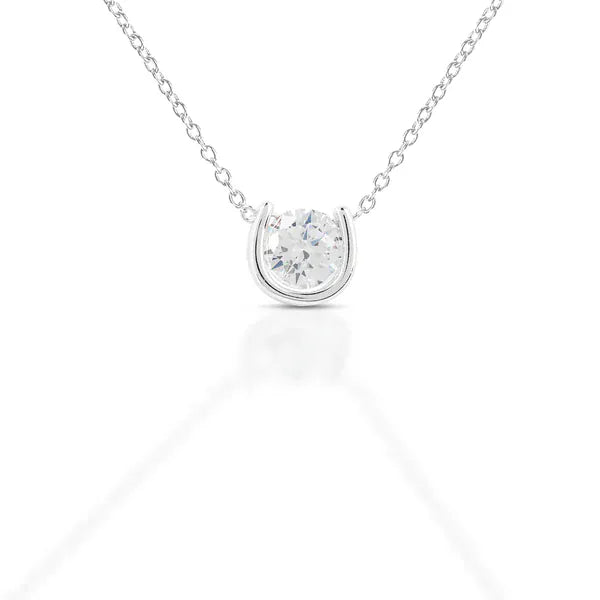 Kelly Herd Brass Horseshoe Necklace W/Center Stone - Henderson's Western Store
