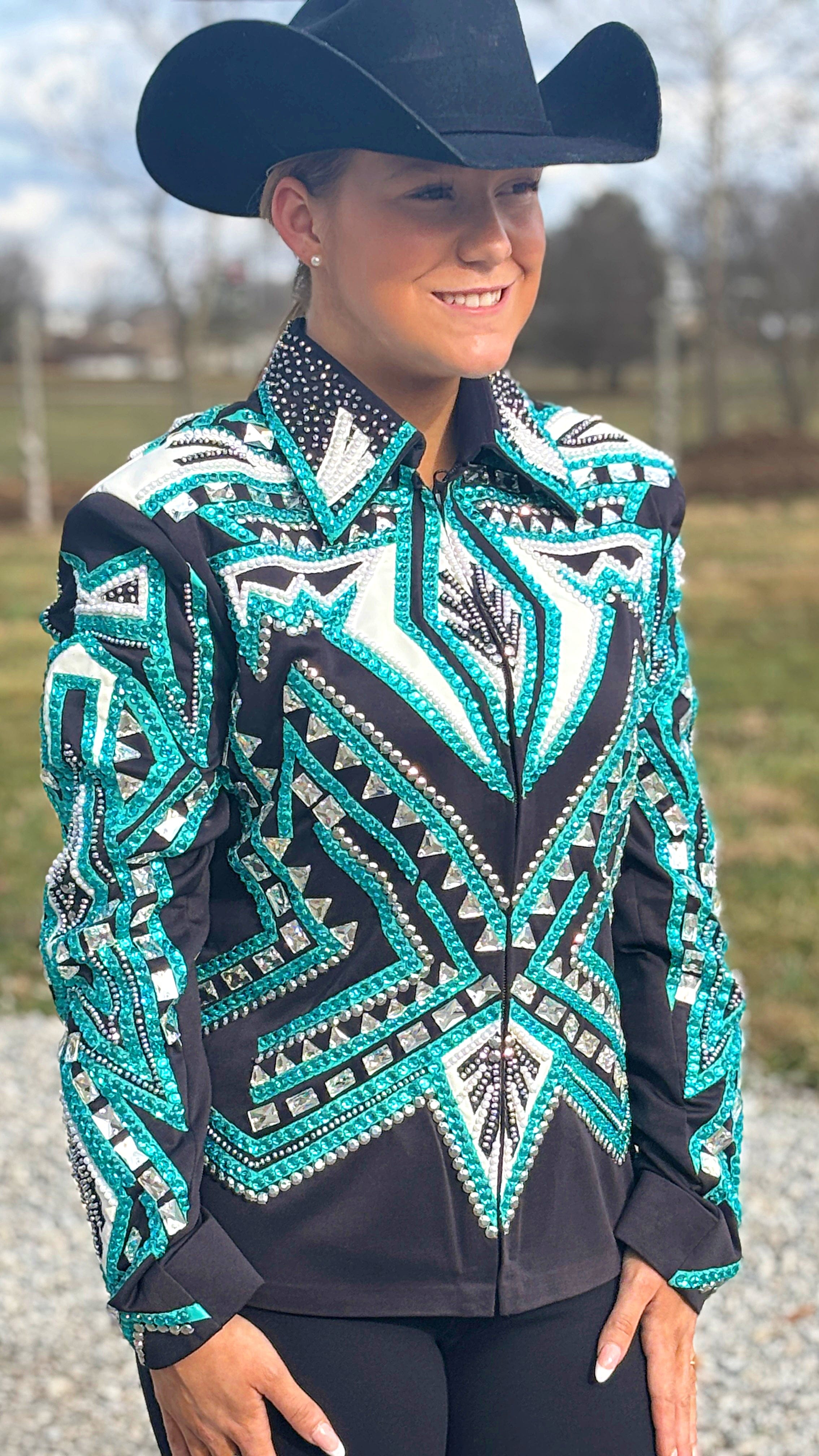 All Day Show Jacket ~ Teal & White - Henderson's Western Store