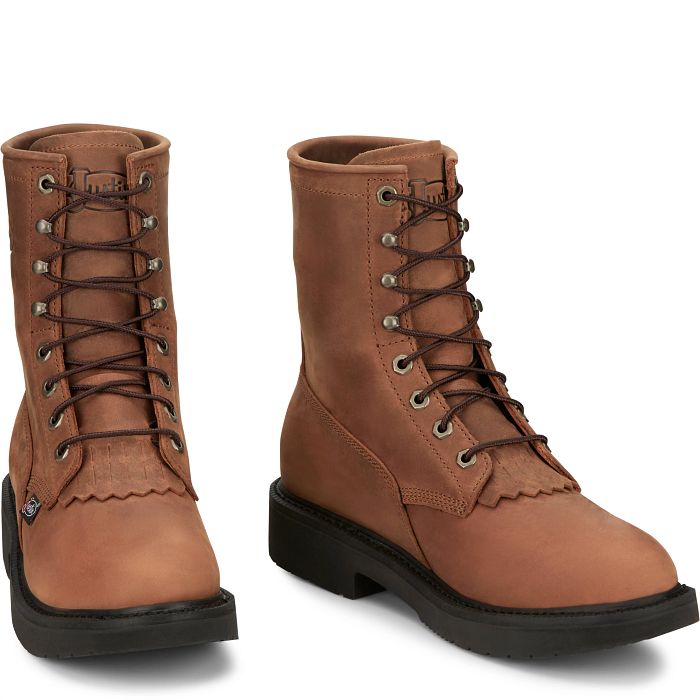 LIVESTOCK 8" LACE-UP ROUND TOE WORK BOOTS - Henderson's Western Store