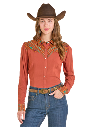 Ladies Contrast Yoke Western by Panhandle - Henderson's Western Store