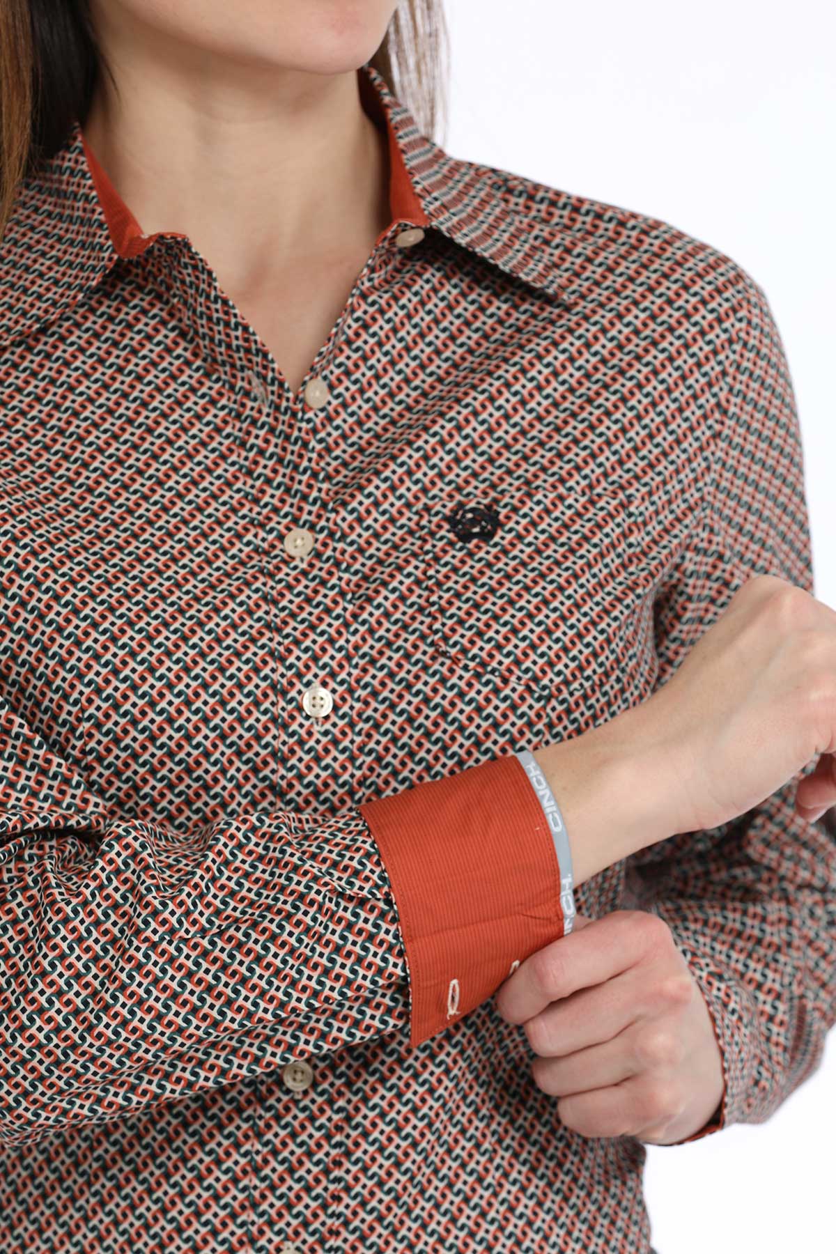 Women's Geometric Print Button-Down Western Shirt - Multi - Henderson's Western Store