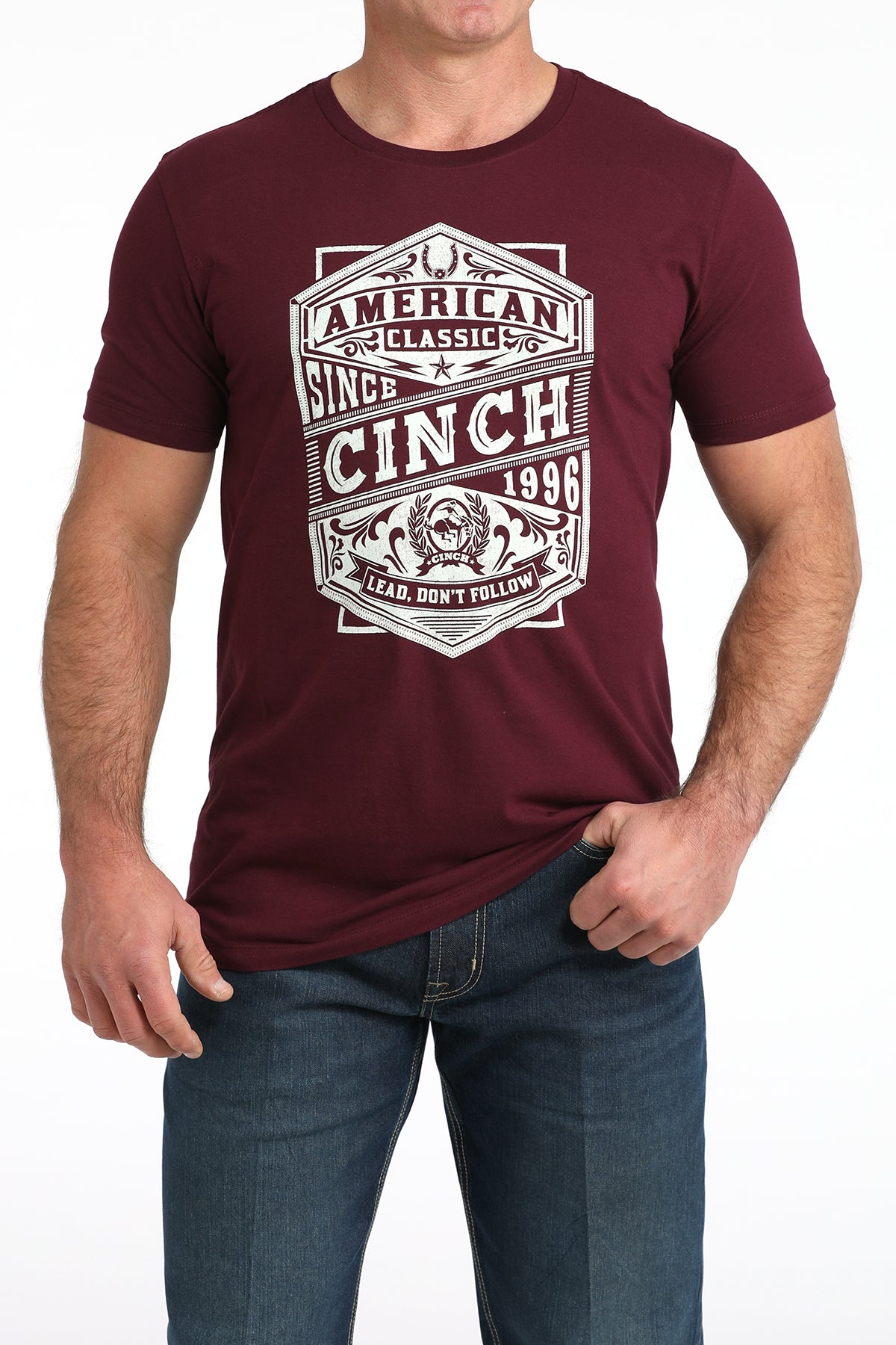 Men's Cinch Classic Tee ~ Burgundy - Henderson's Western Store