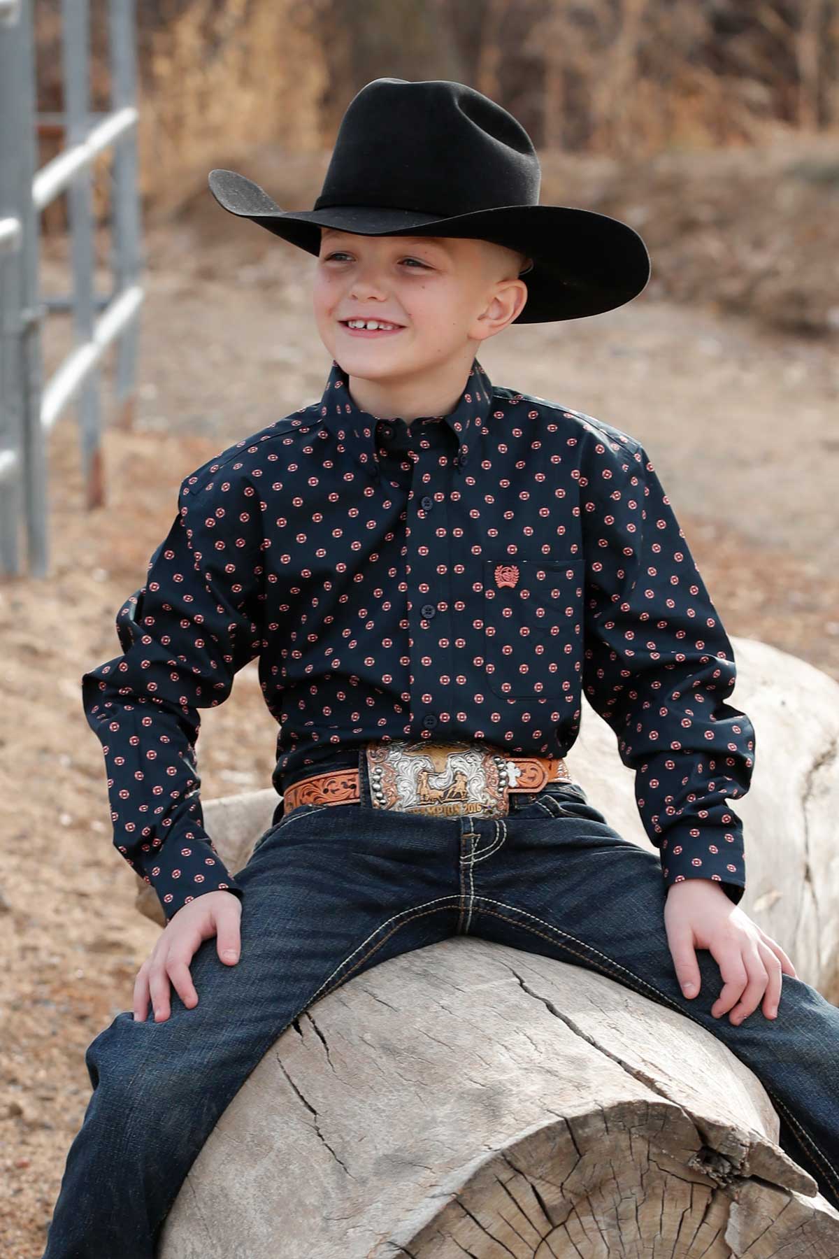 Boy's Cinch Navy Print - Henderson's Western Store