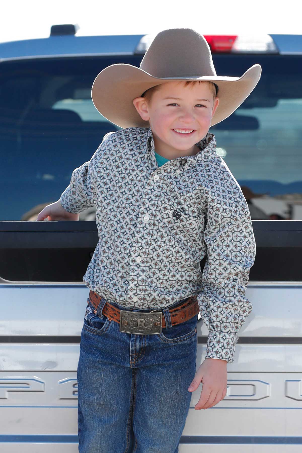 Boy's Cinch Teal Print - Henderson's Western Store