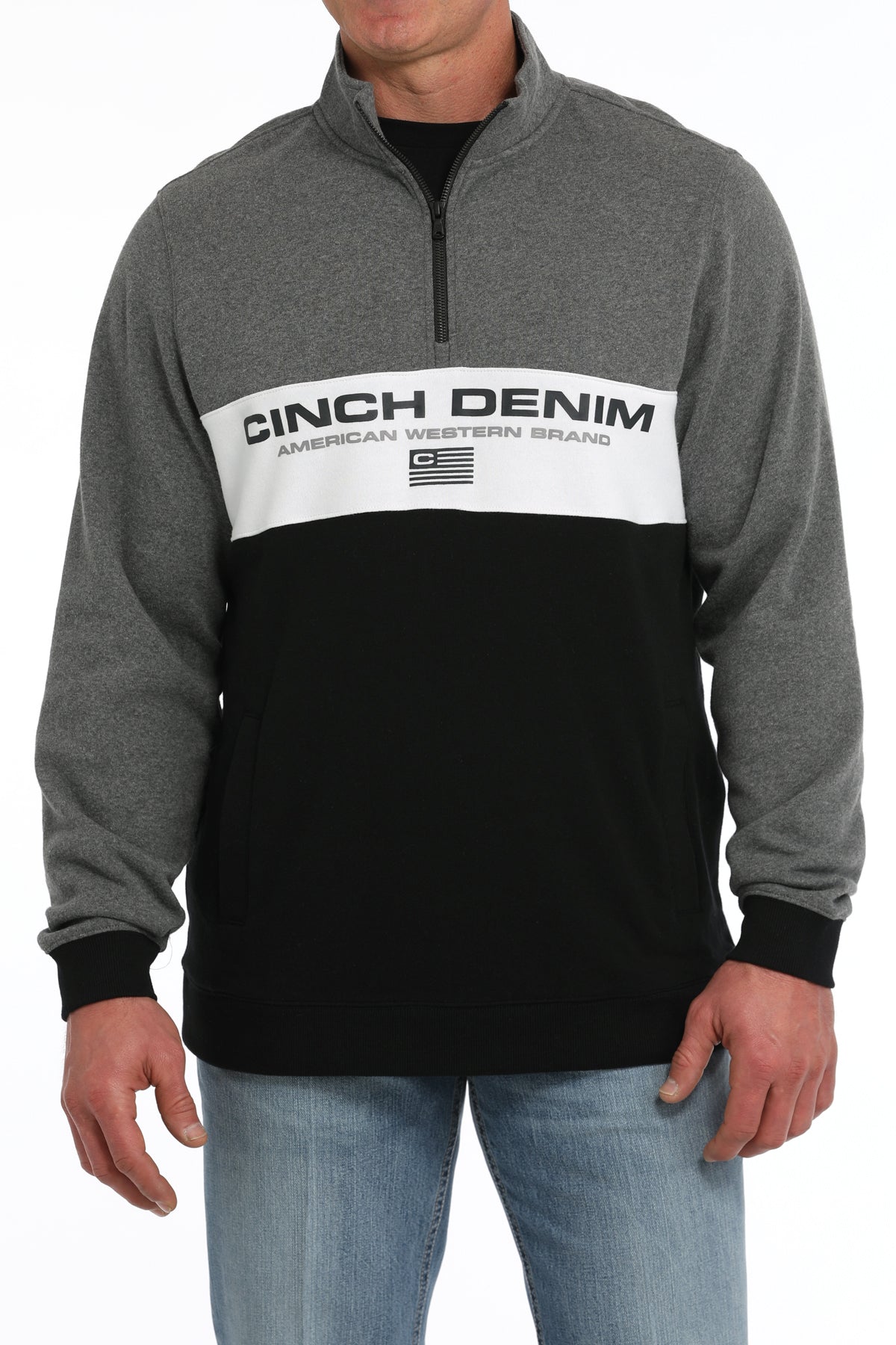 Men's Cinch Denim 1/4 Zip Pullover - Multi - Henderson's Western Store