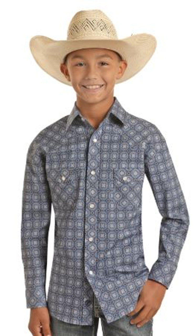 Boy's Medallion Print by Rock & Roll ~ Blue - Henderson's Western Store