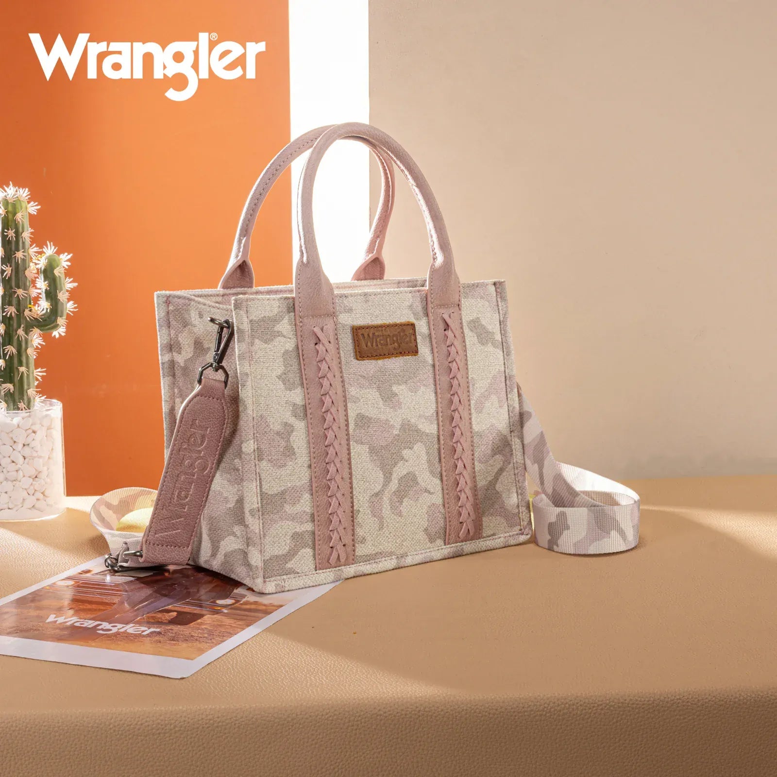 Wrangler Camo Print Tote/Crossbody - Pink - Henderson's Western Store
