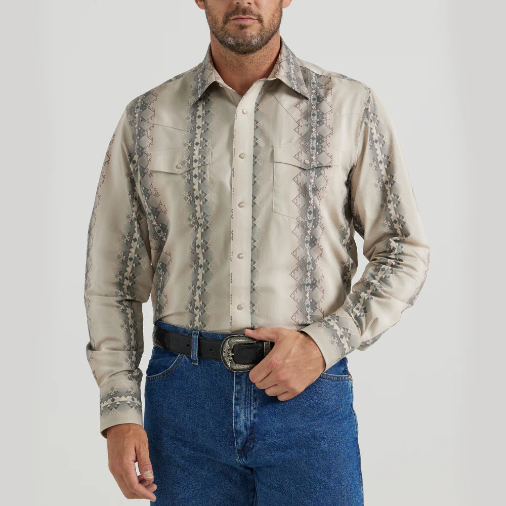 Checotah Western Shirt by Wrangler ~ Tan - Henderson's Western Store