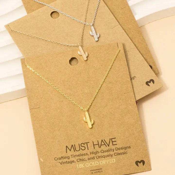 Dainty Cactus Pendant Necklace - Henderson's Western Store