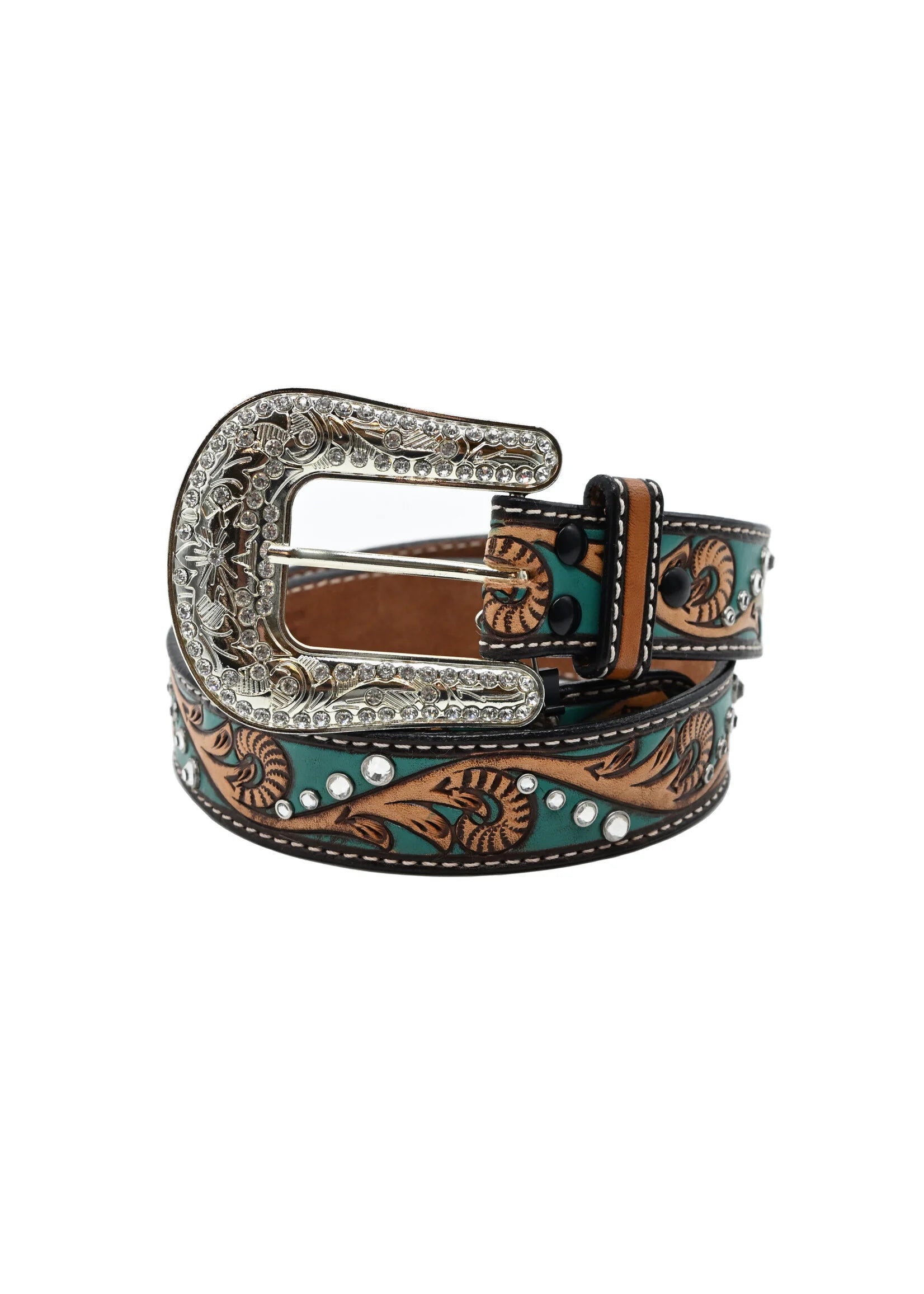 Ladies Angel Ranch Belt- Turquoise/Tan - Henderson's Western Store