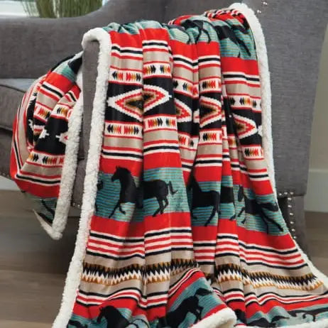 Wrangler Black Stallion Plush Sherpa Throw - Henderson's Western Store