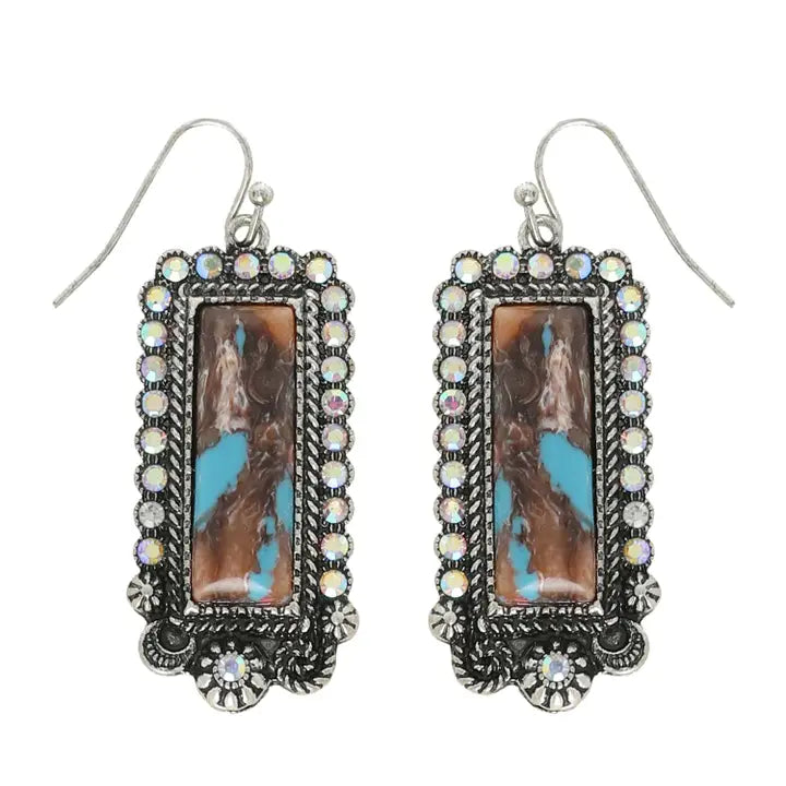 Western Rectangle Concho Earrings - Henderson's Western Store