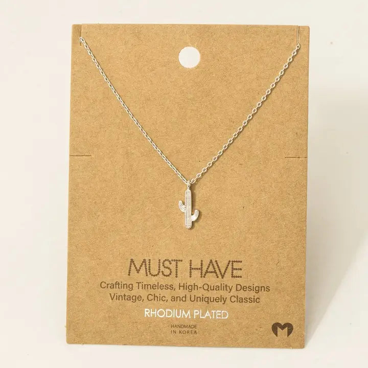 Dainty Cactus Pendant Necklace - Henderson's Western Store