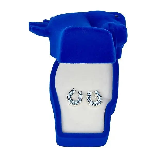 Horses Head Earrings~Horseshoe~Aqua - Henderson's Western Store