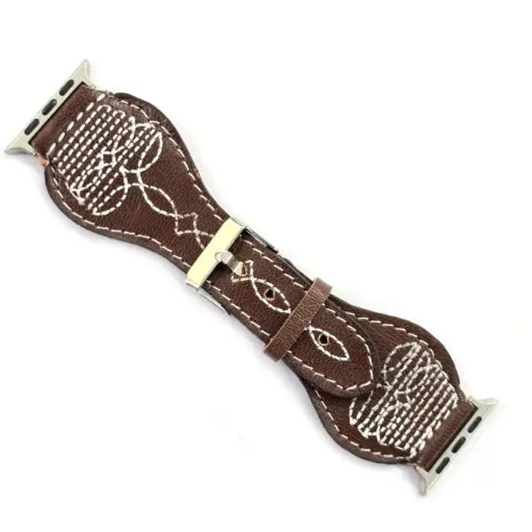 Western Leather Watch Band ~ Boot Stitch - Henderson's Western Store