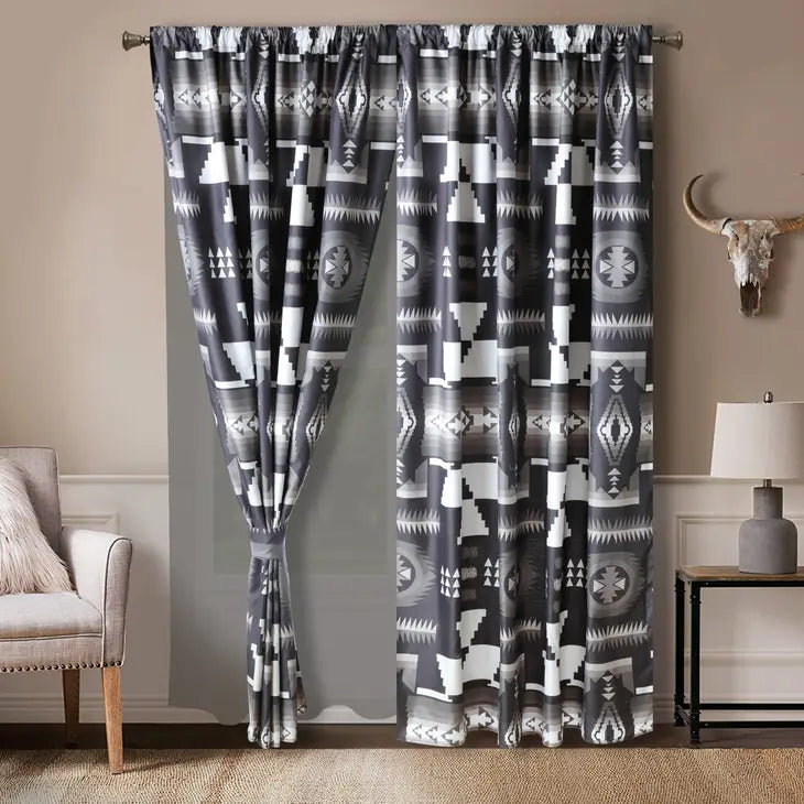 Western Linen Curtains ~ Grey Southwest - Henderson's Western Store