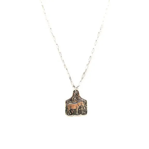 Western Donkey Etched Cattle Tag Necklace - Henderson's Western Store