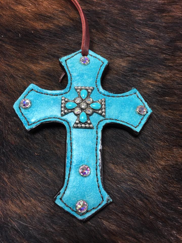 Print Saddle Cross Accessories Alamo Turquoise Marble