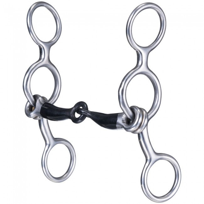 4" Miniature Stainless Steel Jr Cow Snaffle with Sweet Iron Mouth Bits Partrade   