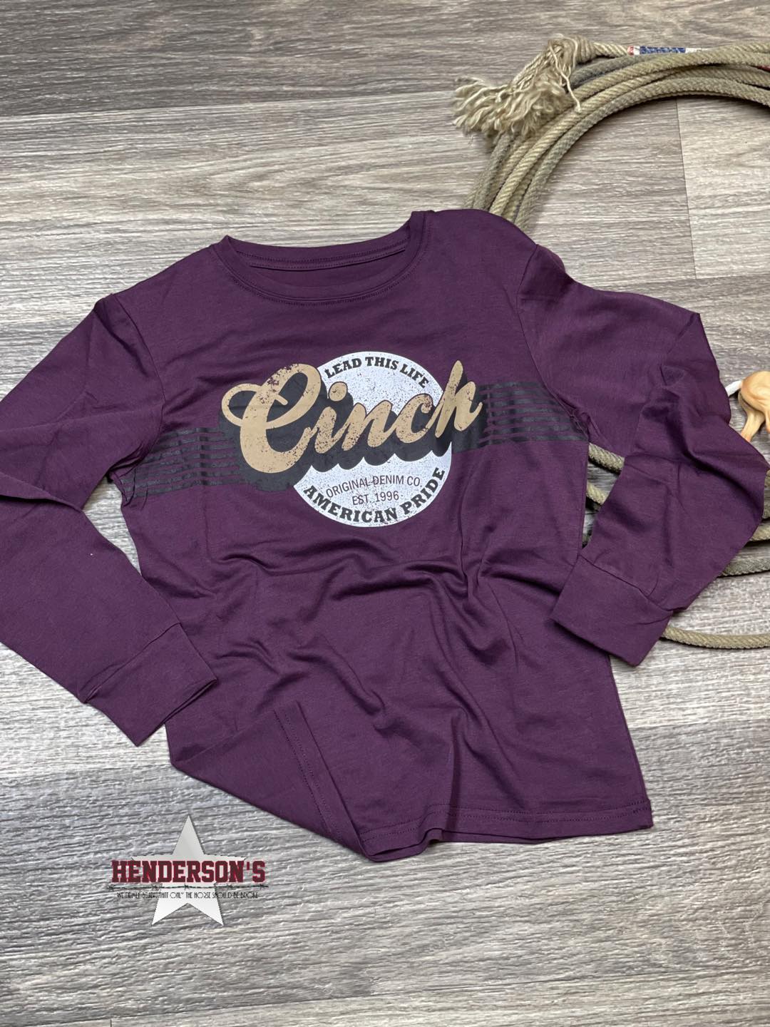 Boy's Cinch American Pride Long Sleeve Tee ~ Purple - Henderson's Western Store