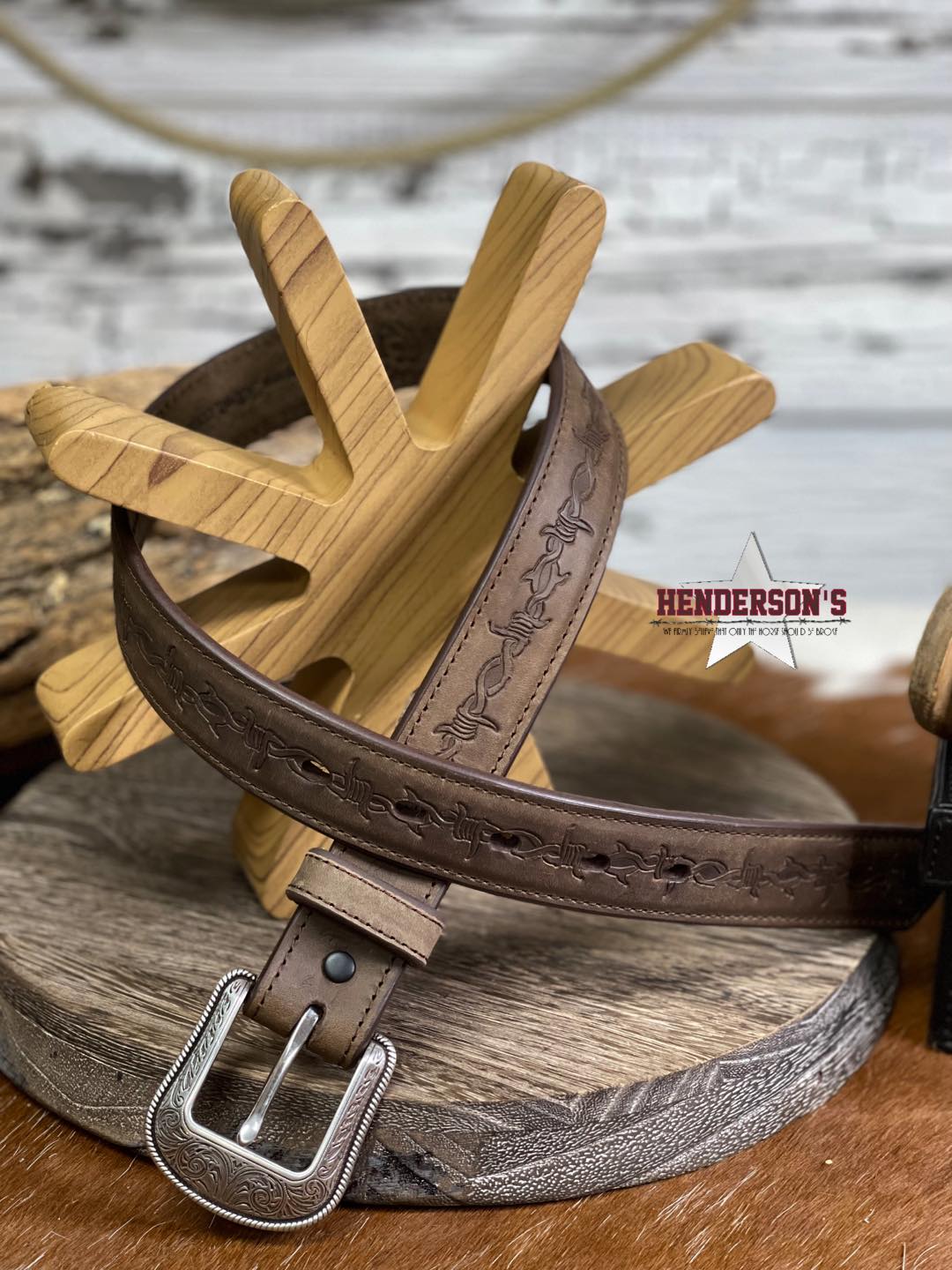Barbwire Embossed Belt - Henderson's Western Store