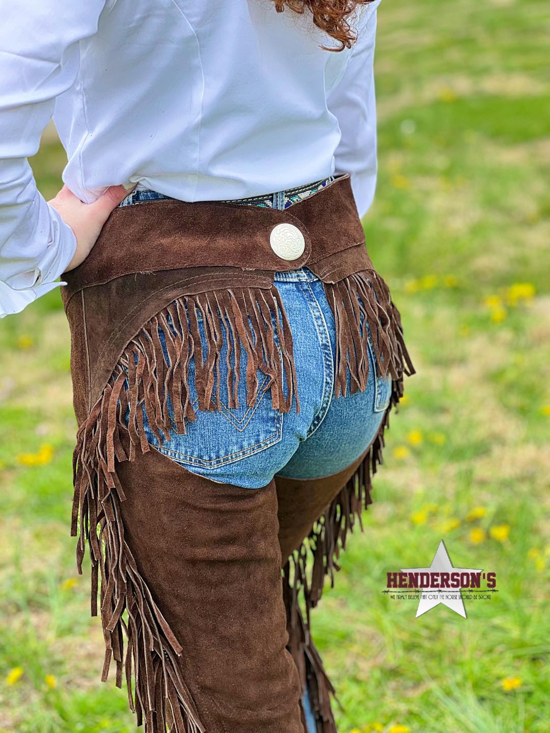 Suede Equitation Chaps ~ Brown - Henderson's Western Store