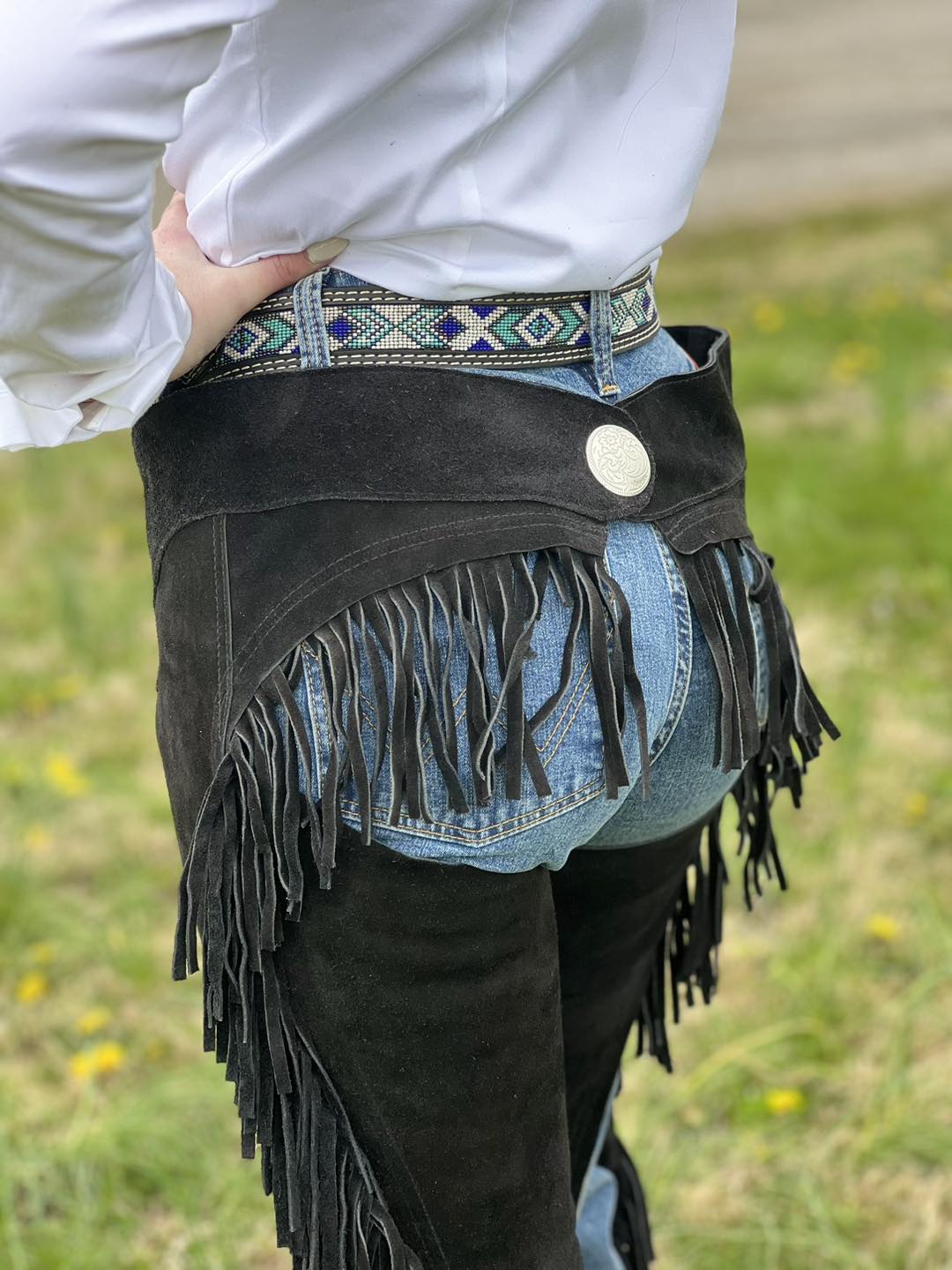Suede Equitation Chaps ~ Black - Henderson's Western Store