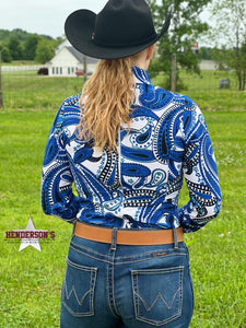Load image into Gallery viewer, Blue Paisley Horsemanship Shirt - Henderson&#39;s Western Store