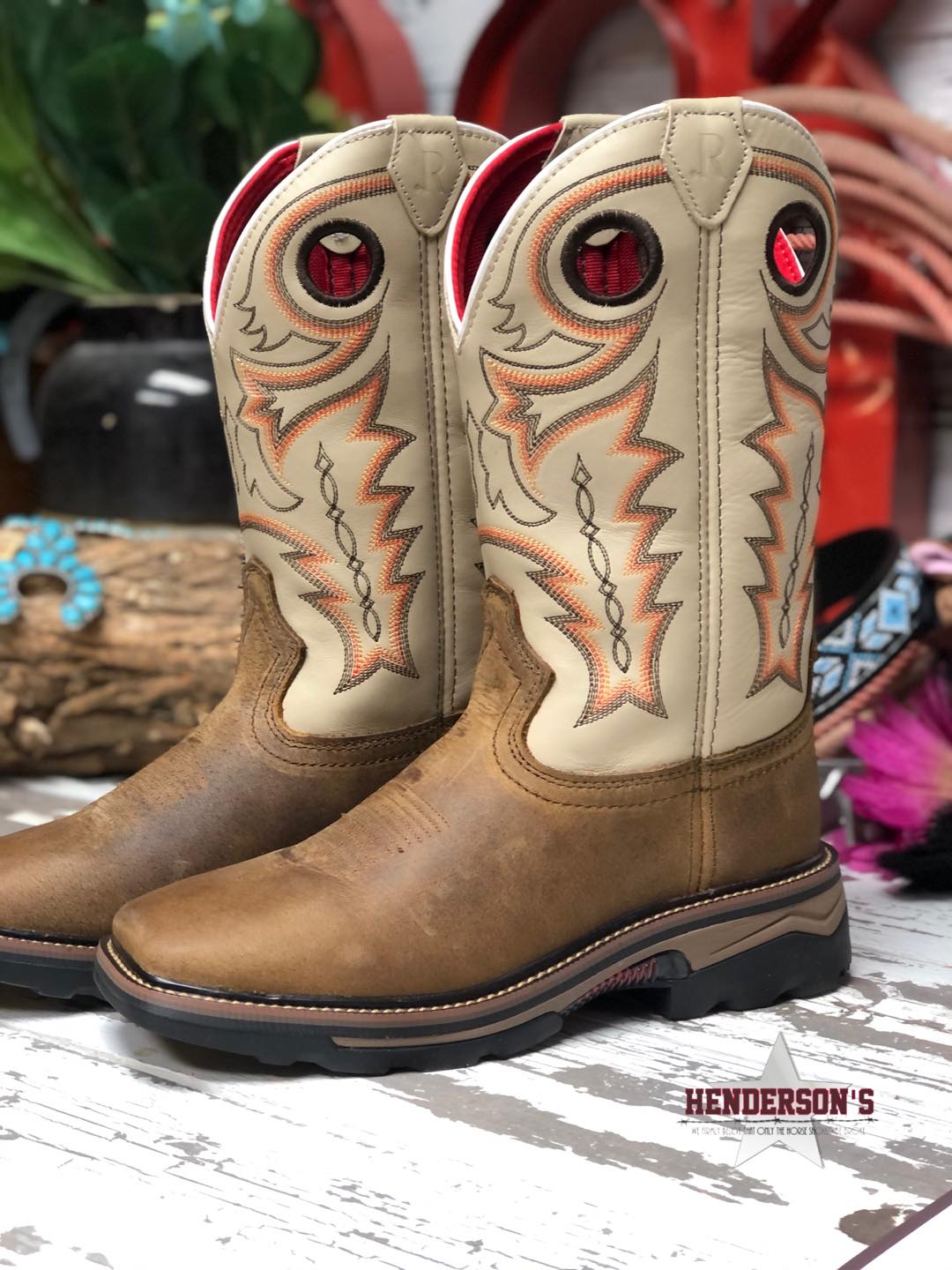 Chestnut Distressed Buffalo Work Boots Men's Boots R. Watson