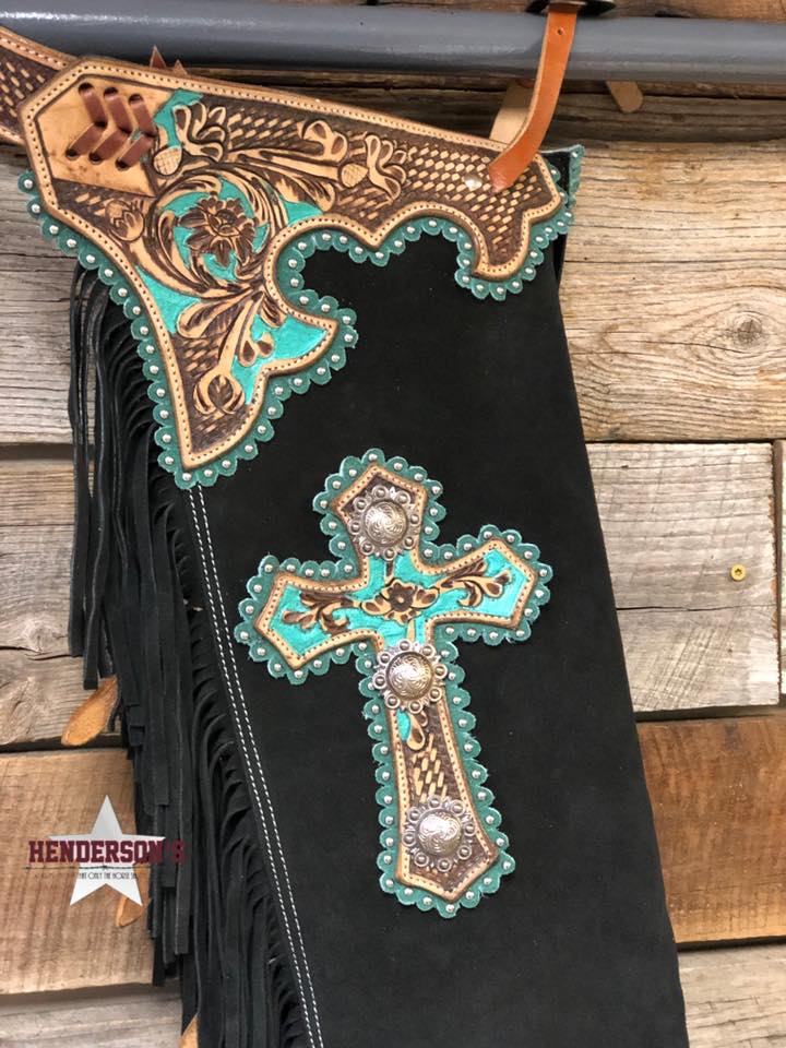 Black Suede Chinks W/Cross Chaps shiloh