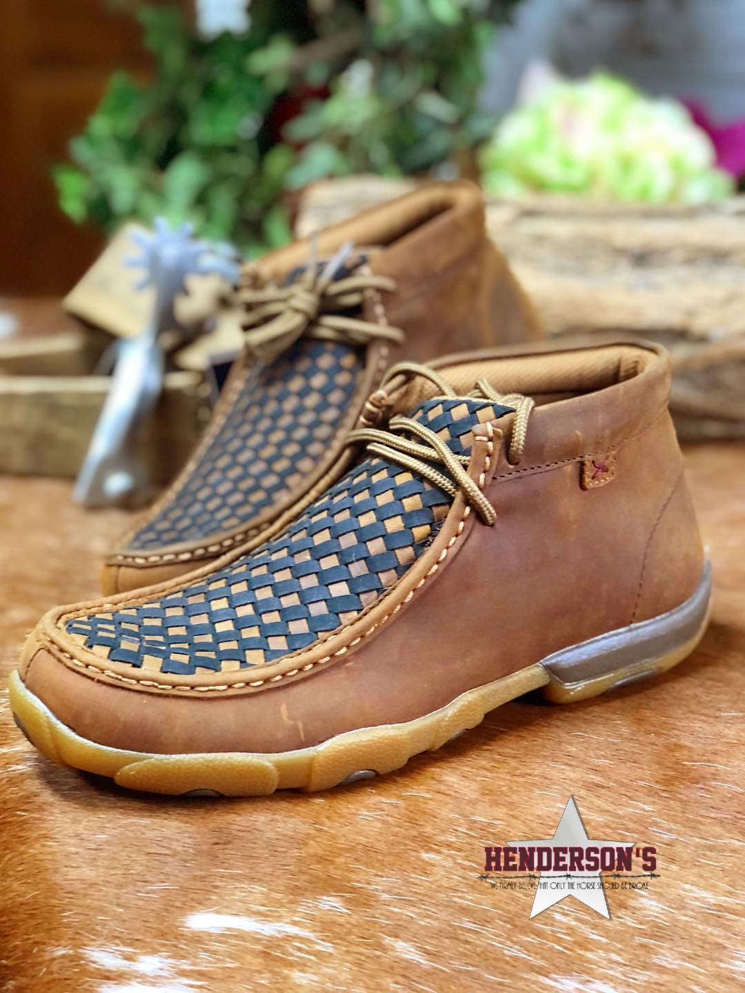 Men's Brown W/Blue Driving Moc Men's shoes Twisted X