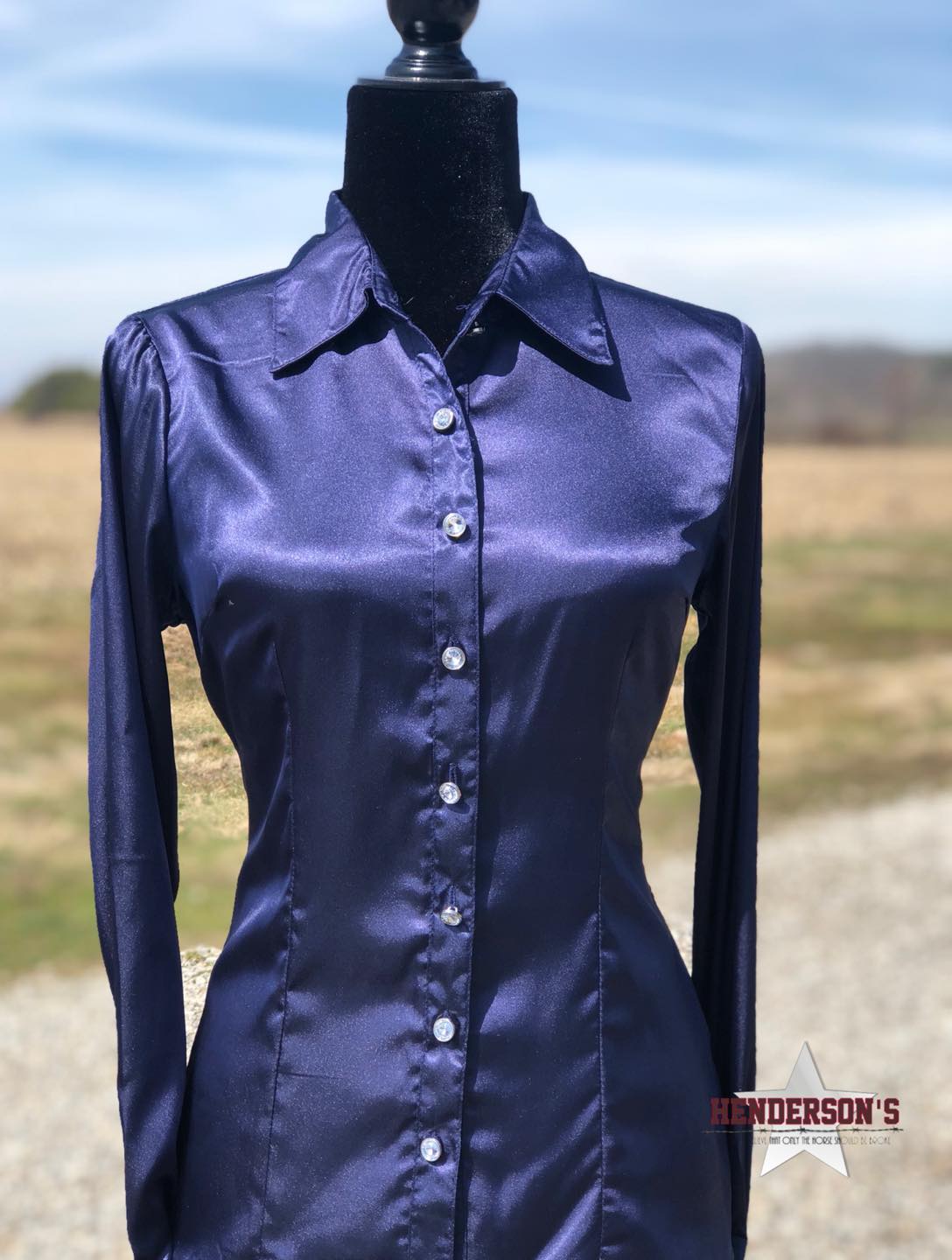 Silk Winning Show Shirt ~ Navy Show Shirt Henderson's Western Store