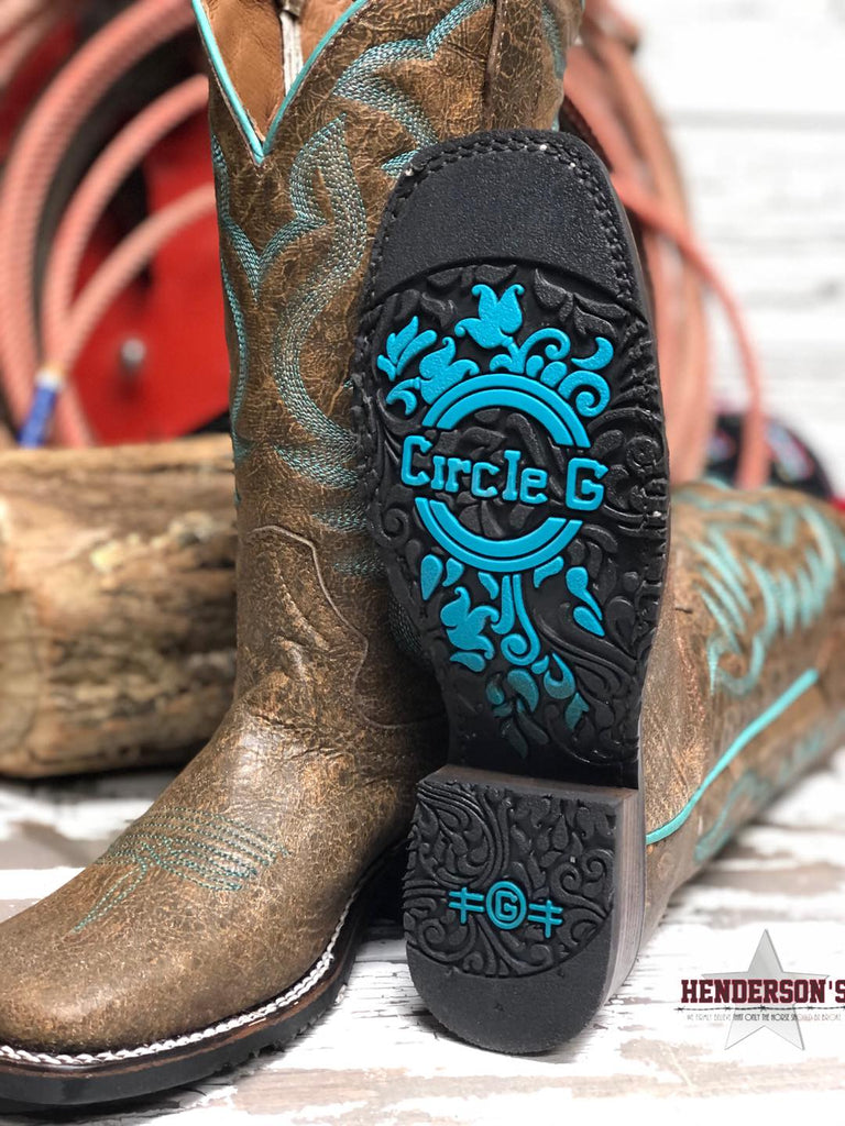 Peanut Turquoise Embroidered Women's Boots Corral   