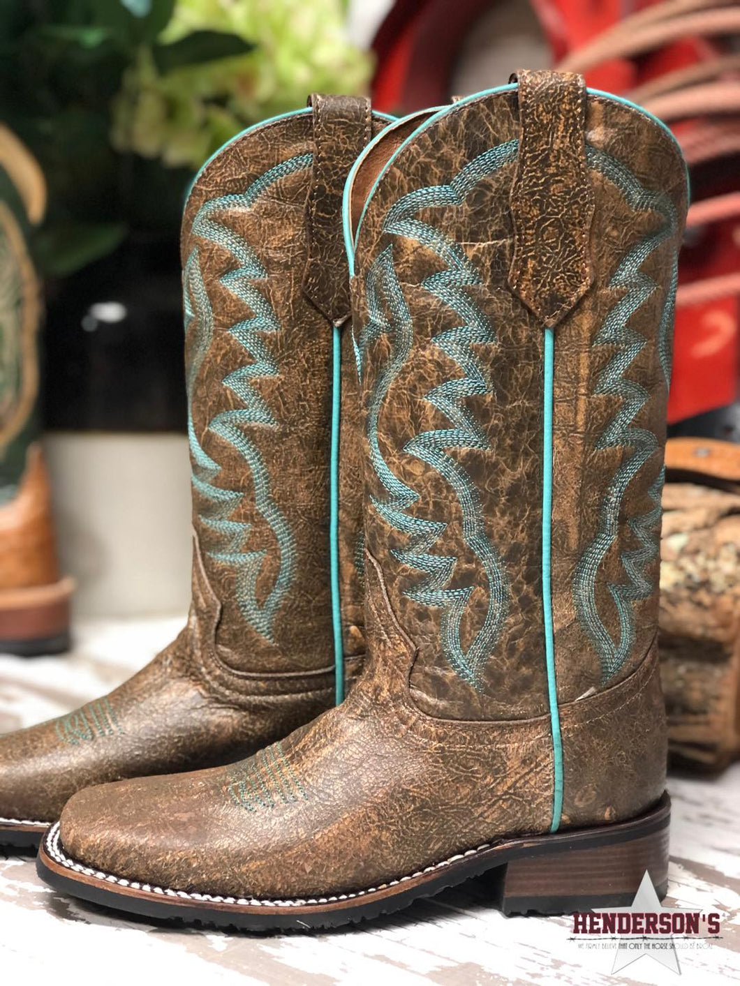 Peanut Turquoise Embroidered Women's Boots Corral   
