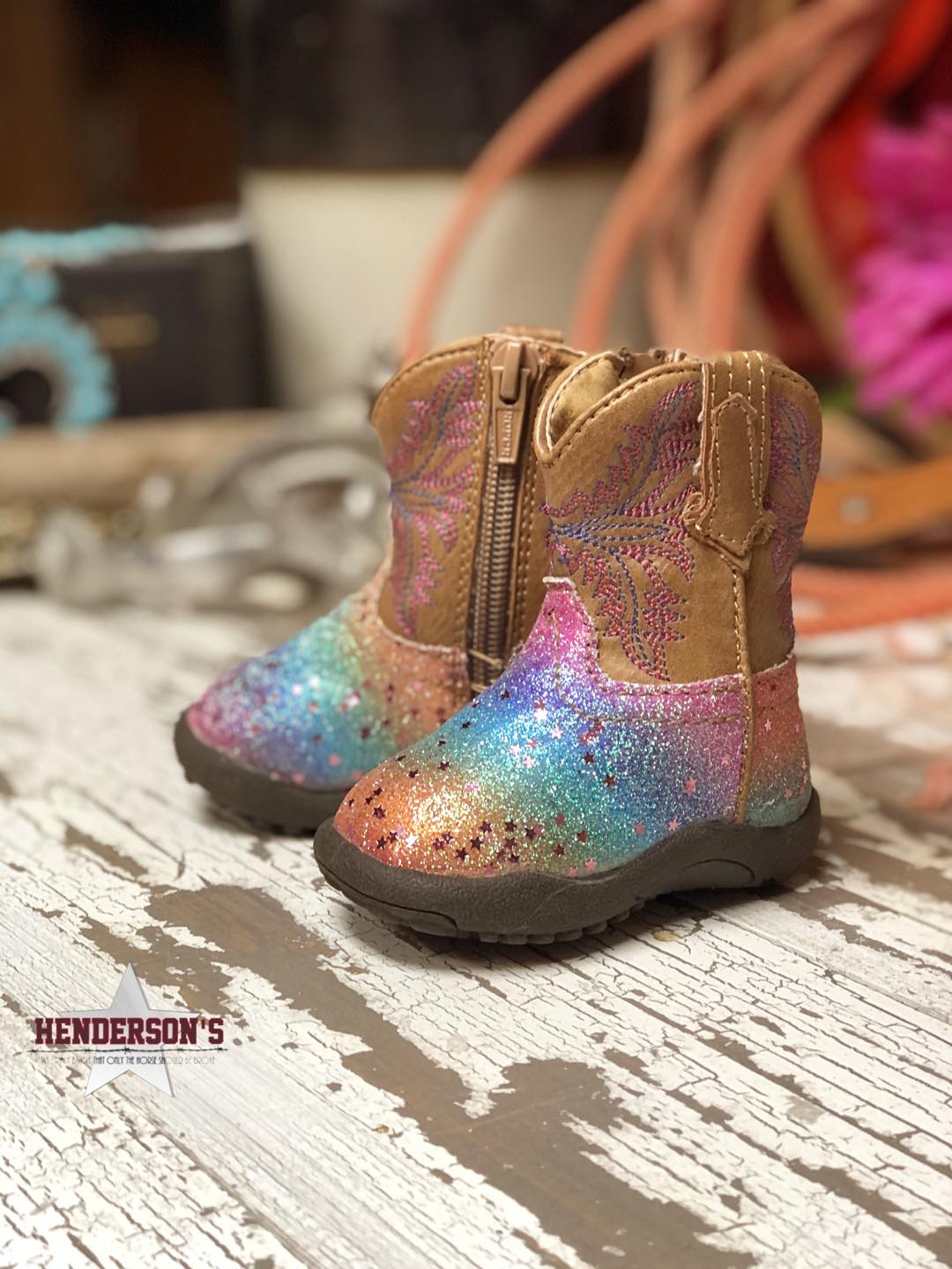 Rainbow Glitter Boots Girls Boots Roper 1 Infant