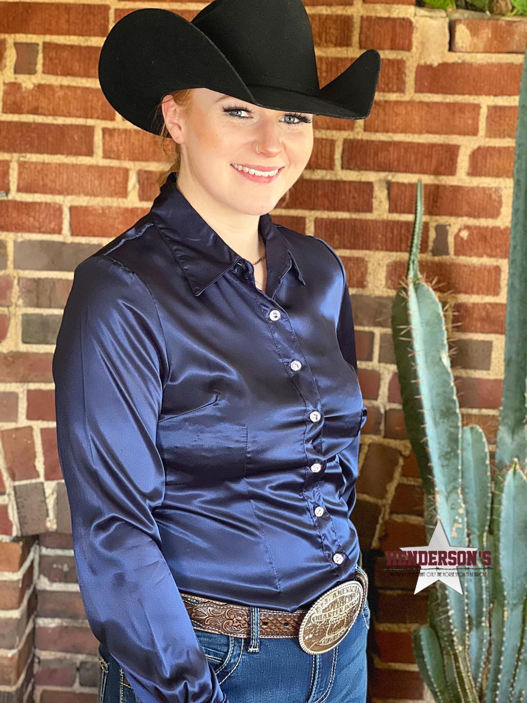 Silk Winning Show Shirt ~ Navy Show Shirt Henderson's Western Store