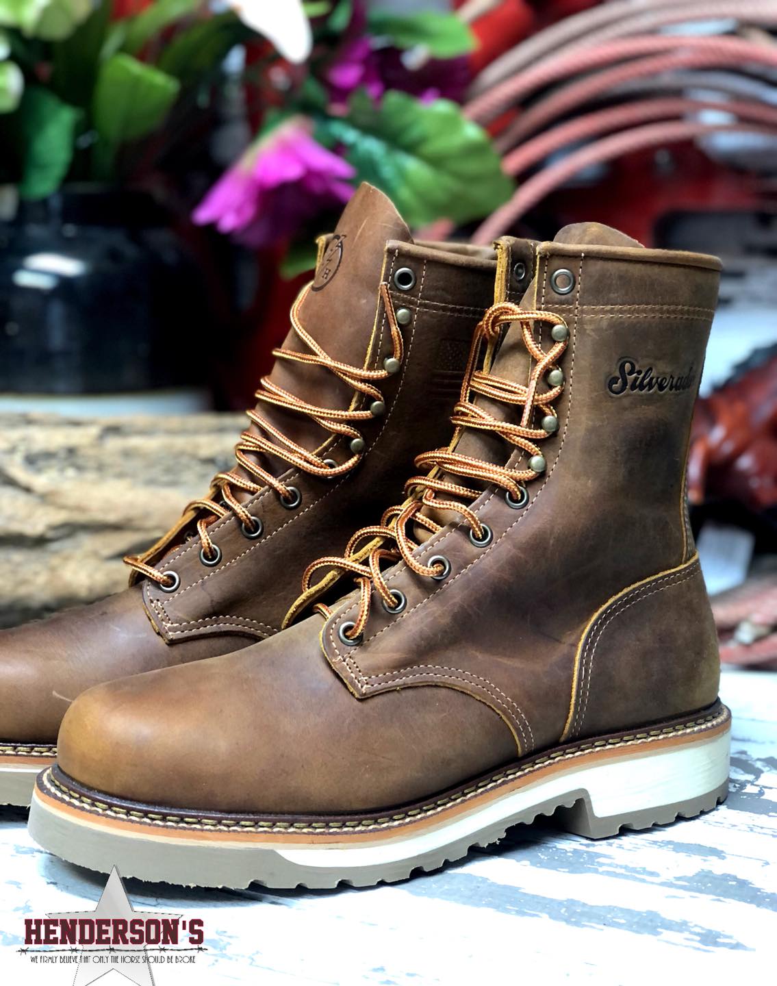 Silverado Steel Toe Boots ~ 8" Lace Up - Made in USA Men's Boots Abilene Boot Co
