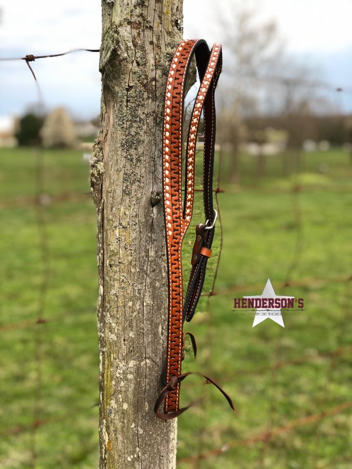 Slit Ear Headstall ~ Double Buckstitch ~ SH Collection Headstalls Henderson's Western