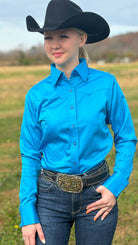 Sateen Solid Shirts ~ Malibu Blue - Henderson's Western Store