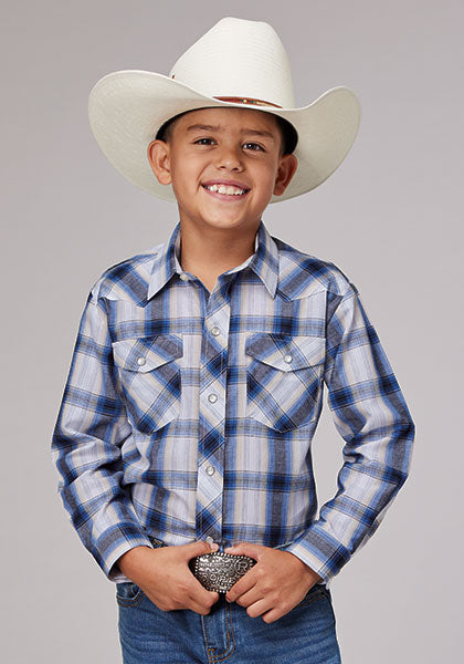 Boy's Navy Plaid by Roper - Henderson's Western Store